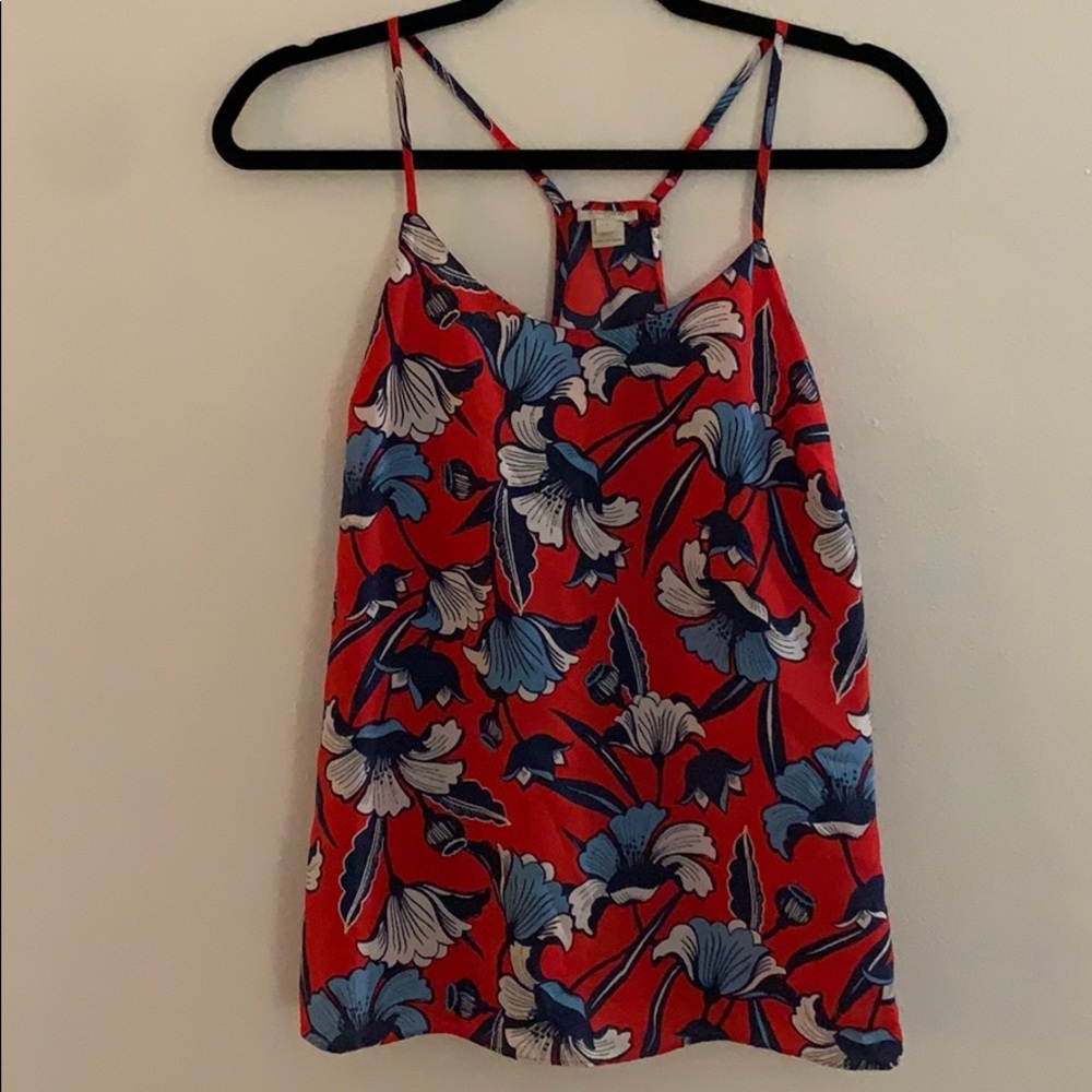 NWOT J. Crew Camisole Red + Blue Floral